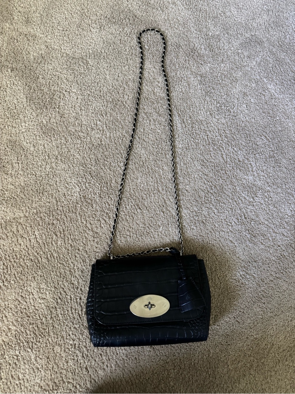 Black Croc-Embossed Chain Shoulder Bag by Mulberry